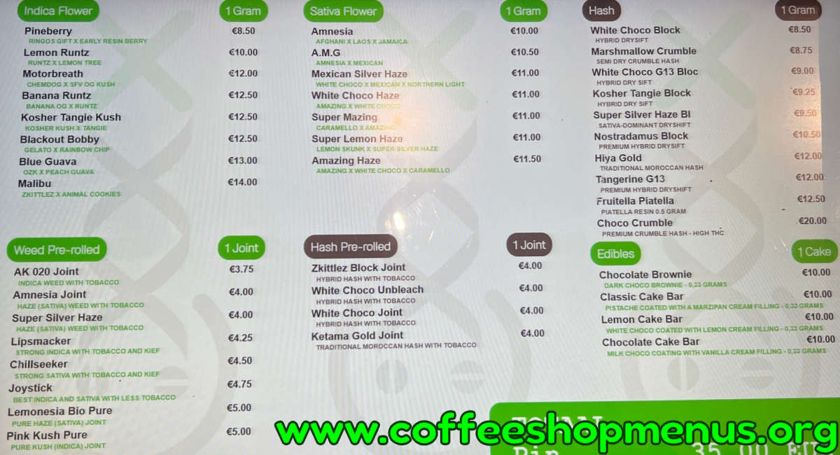 Coffeeshop Oost Menu 1