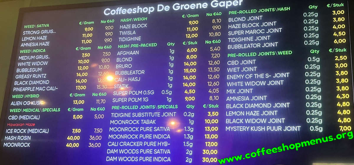 De Groene Gaper Menu 1