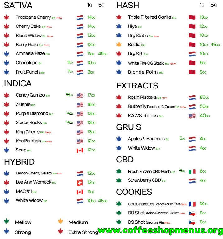 De Kruidenier Cannabis Takeaway Menu 1
