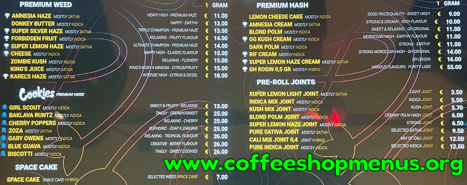 Greenhouse Strain Hunters Menu 1