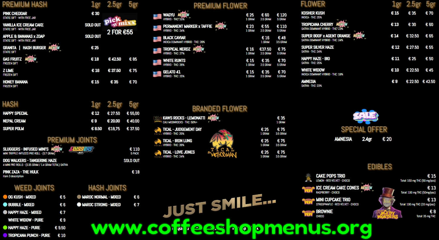Happy Feelings Menu 1