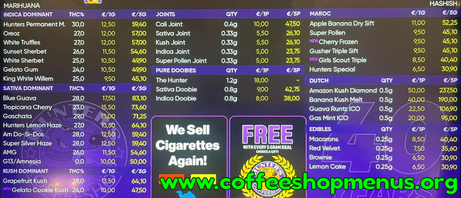 Hunter's Rembrandtsquare Menu 1