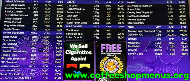 Hunter's West Menu 1